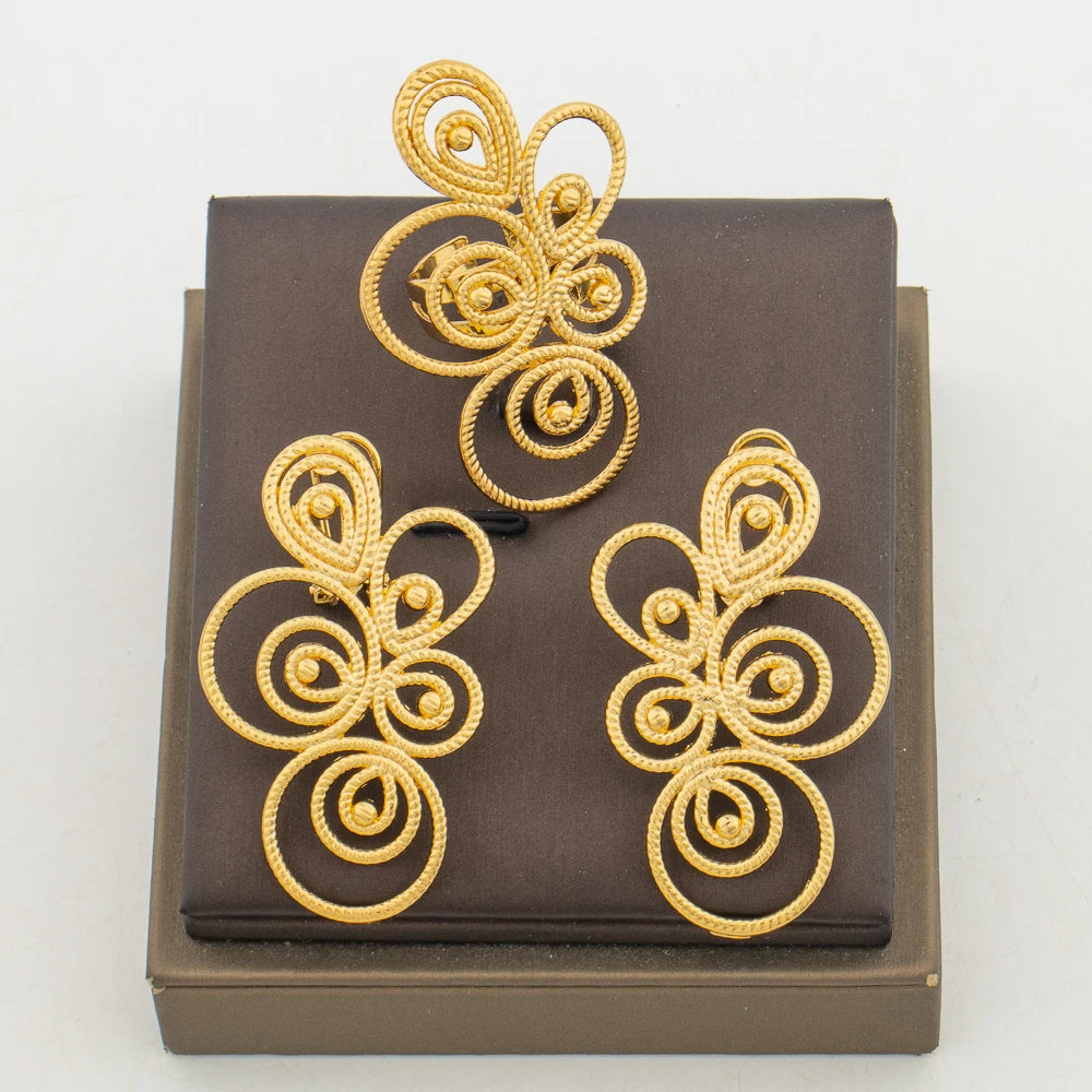 Luxury Boho Earrings & Ring Set – African Wedding Jewelry 2Pcs Engagement