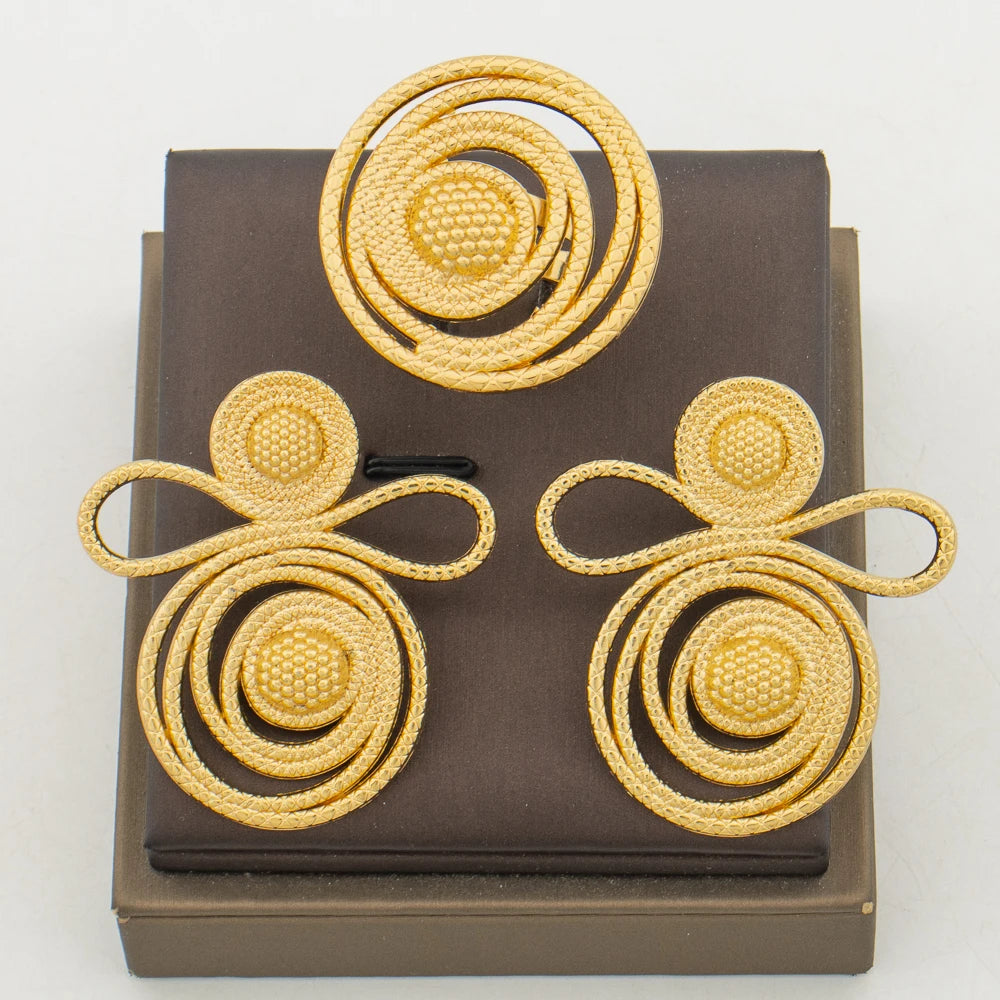 Luxury Boho Earrings & Ring Set – African Wedding Jewelry 2Pcs Engagement