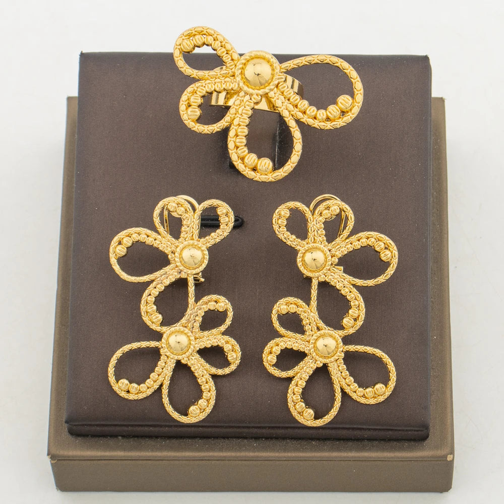 Luxury Boho Earrings & Ring Set – African Wedding Jewelry 2Pcs Engagement