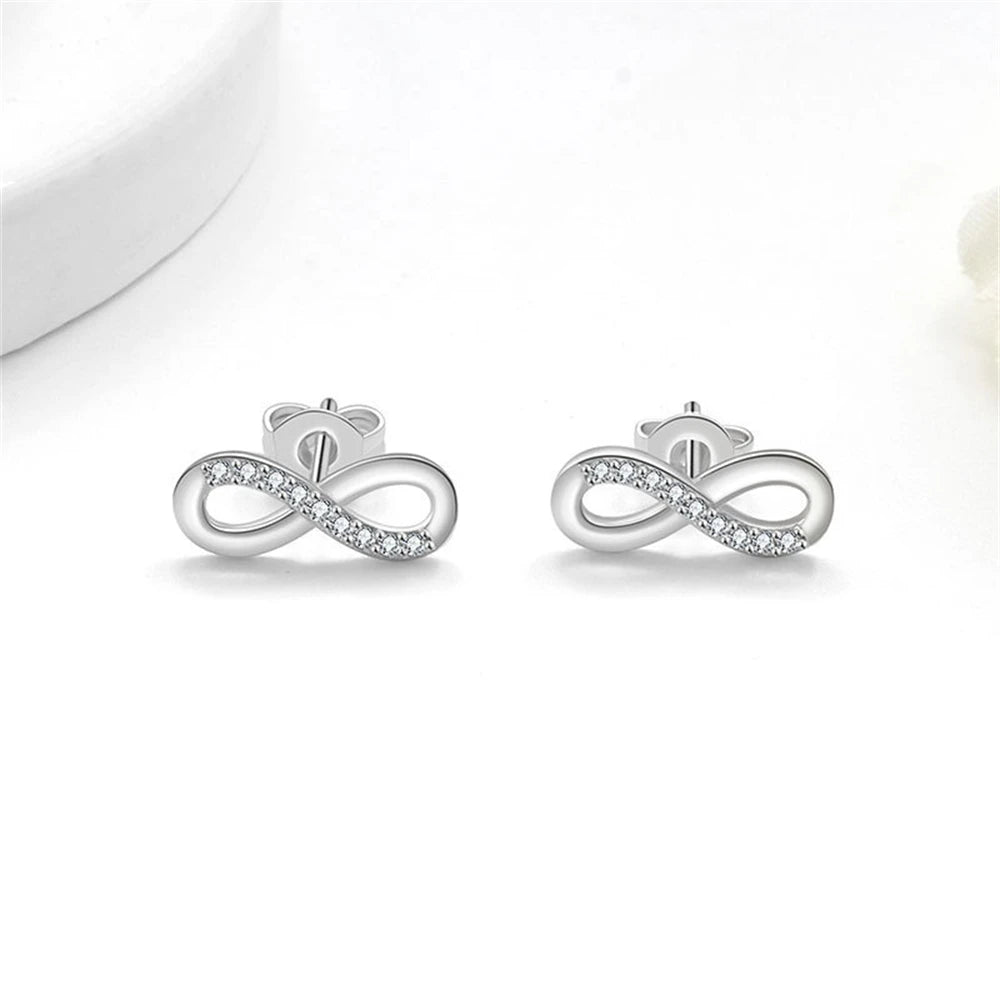 Parure femme argent 925 | Collier, bracelet et boucles d’oreilles Mobius avec zircon cristal – Bijoux cadeau