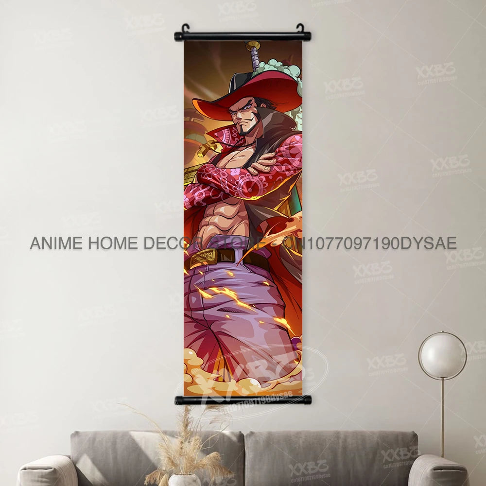 Poster One Piece – Monkey D. Luffy & Roronoa Zoro, Décoration Murale Anime, Scroll Art Buggy & Crocodile
