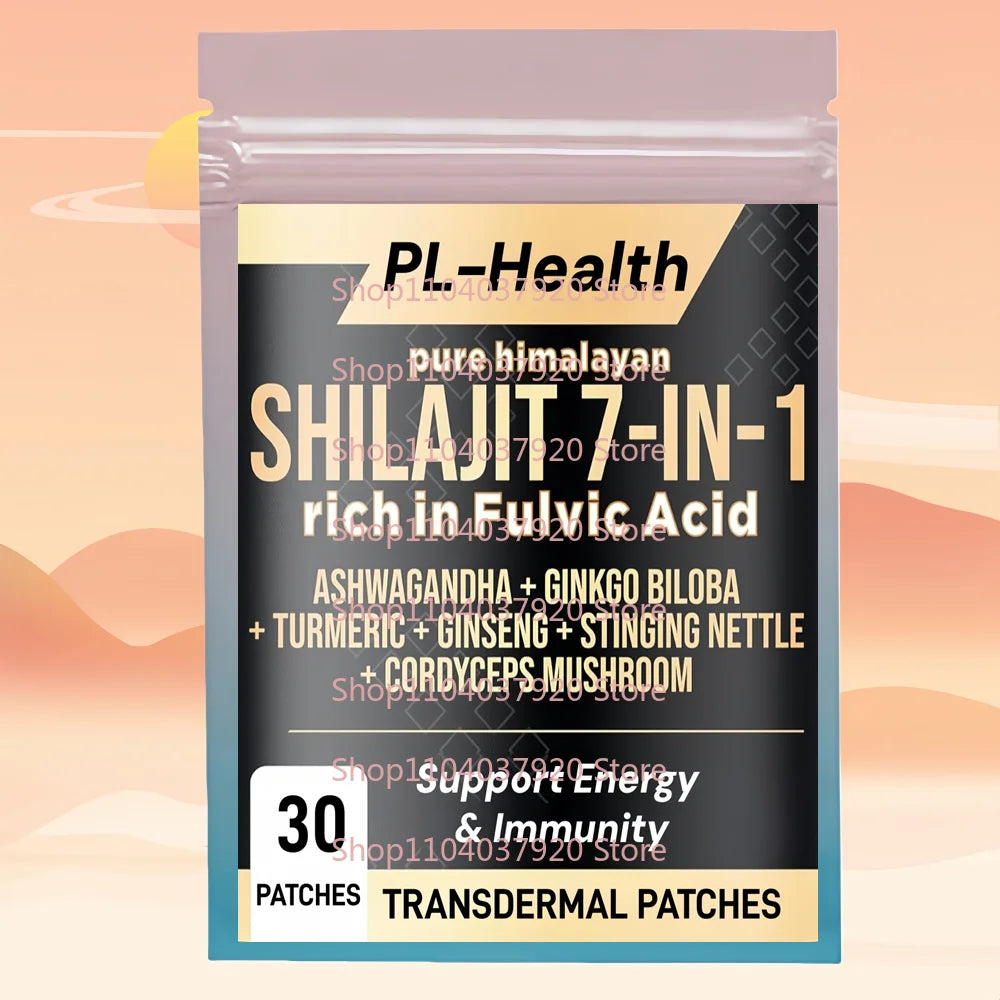30 Patches Shilajit Transdermal Patches with with Ginseng, Ginkgo Biloba, Cordyceps Support Energy & Immunity