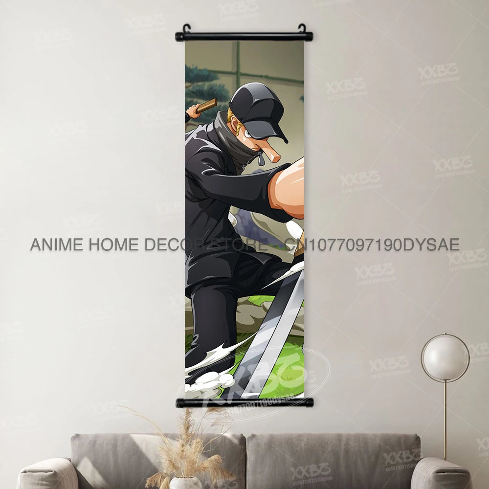 Poster One Piece – Monkey D. Luffy & Roronoa Zoro, Décoration Murale Anime, Scroll Art Buggy & Crocodile