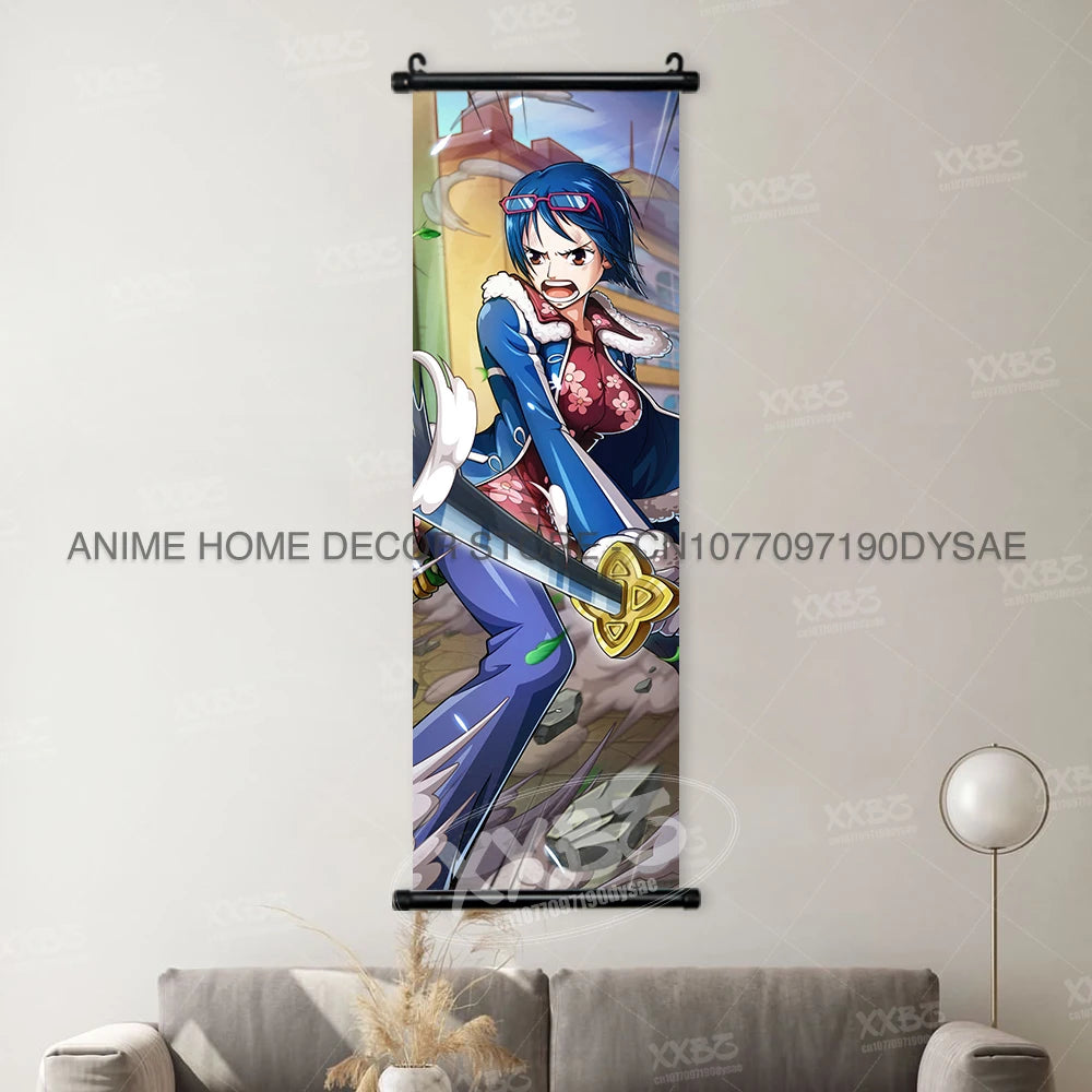 Poster One Piece – Monkey D. Luffy & Roronoa Zoro, Décoration Murale Anime, Scroll Art Buggy & Crocodile