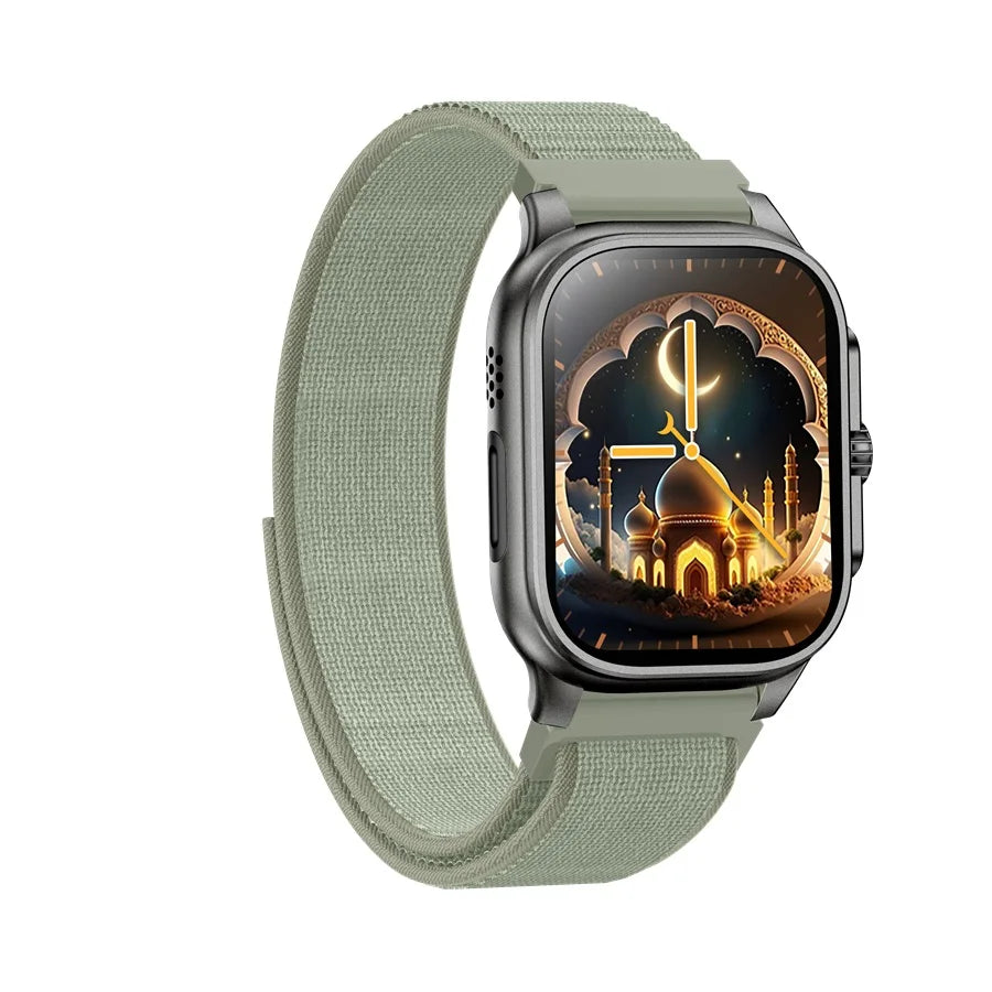 Muslim Smart Watch Qibla Direction Prayer Alarm Quran Audio Compass BT Call Answer Waterproof Prayer Alarm Smartwatch