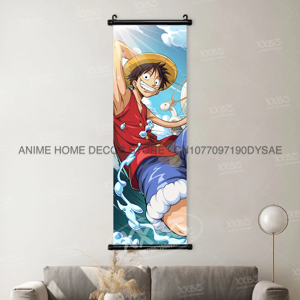 Poster One Piece – Monkey D. Luffy & Roronoa Zoro, Décoration Murale Anime, Scroll Art Buggy & Crocodile