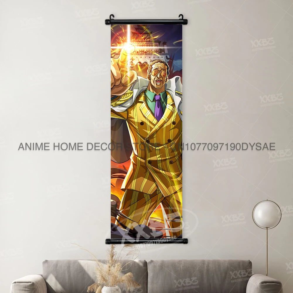 Poster One Piece – Monkey D. Luffy & Roronoa Zoro, Décoration Murale Anime, Scroll Art Buggy & Crocodile