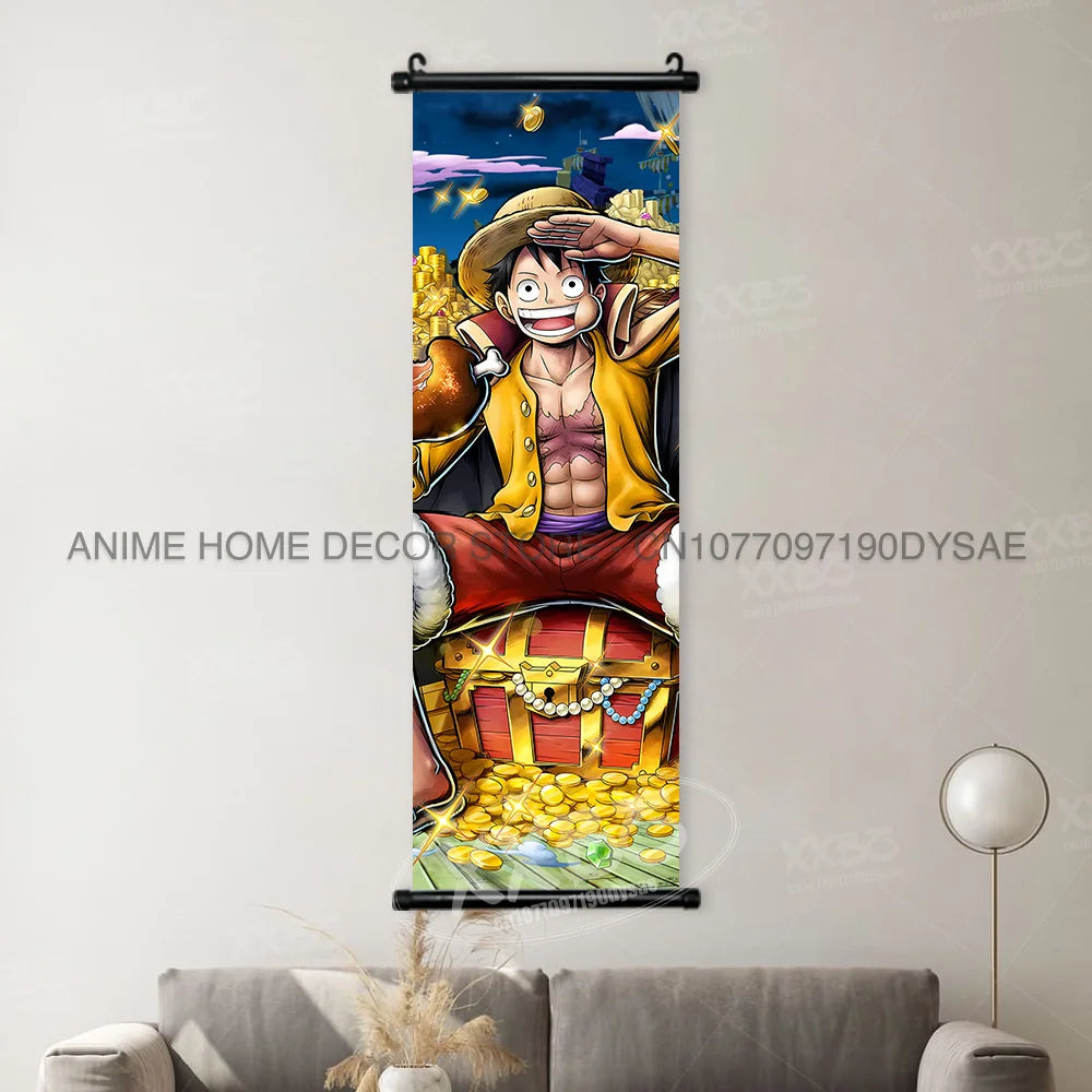 Poster One Piece – Monkey D. Luffy & Roronoa Zoro, Décoration Murale Anime, Scroll Art Buggy & Crocodile