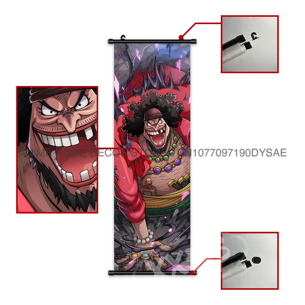 Poster One Piece – Monkey D. Luffy & Roronoa Zoro, Décoration Murale Anime, Scroll Art Buggy & Crocodile