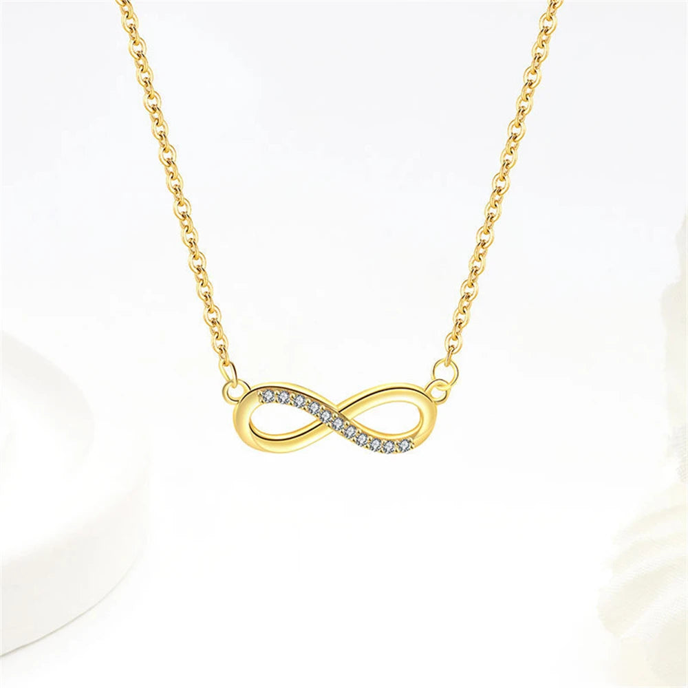 Parure femme argent 925 | Collier, bracelet et boucles d’oreilles Mobius avec zircon cristal – Bijoux cadeau