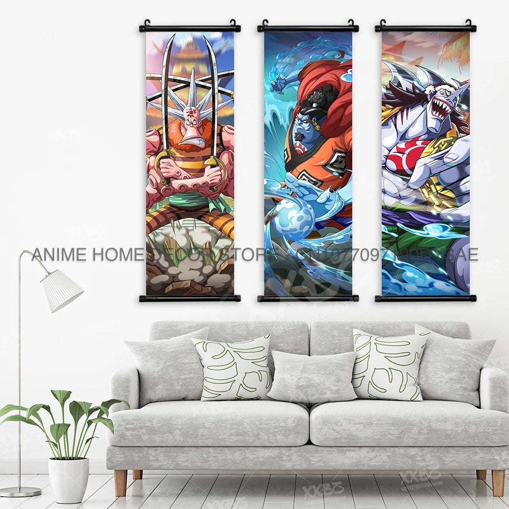 Poster One Piece – Monkey D. Luffy & Roronoa Zoro, Décoration Murale Anime, Scroll Art Buggy & Crocodile