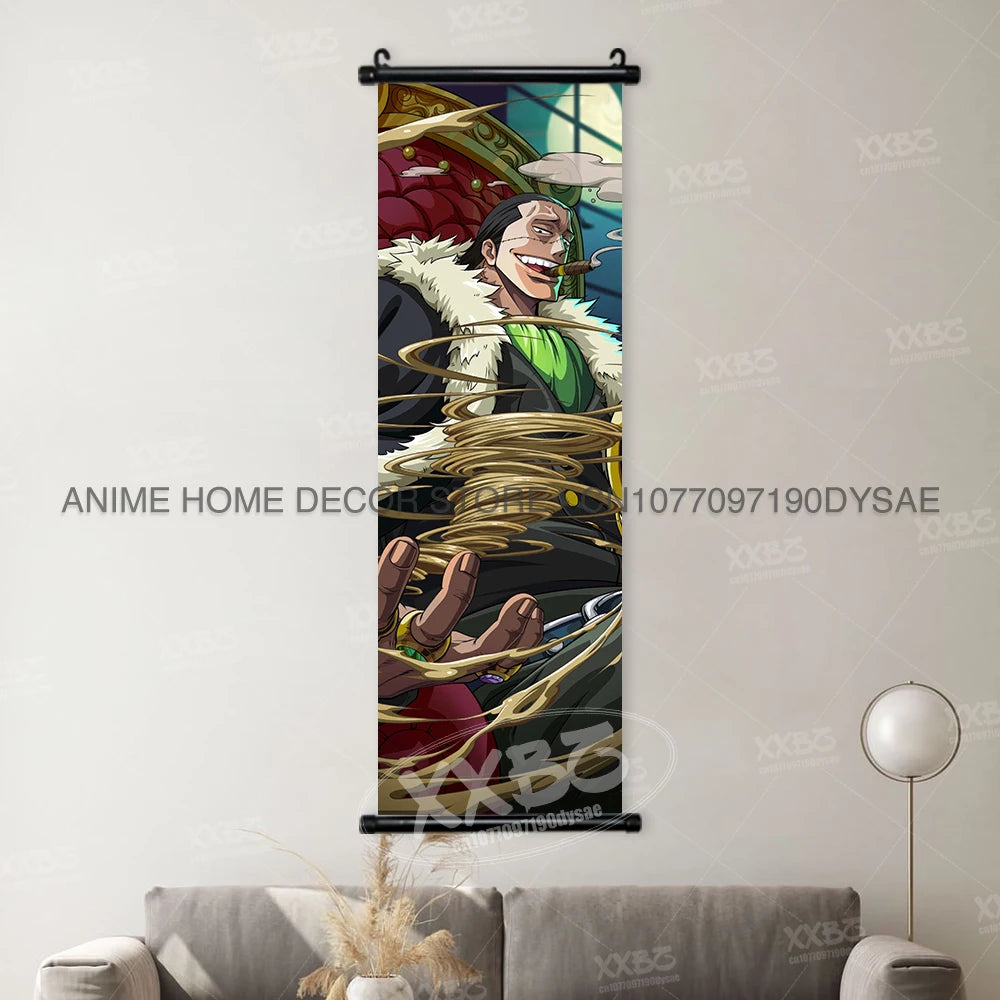 Poster One Piece – Monkey D. Luffy & Roronoa Zoro, Décoration Murale Anime, Scroll Art Buggy & Crocodile