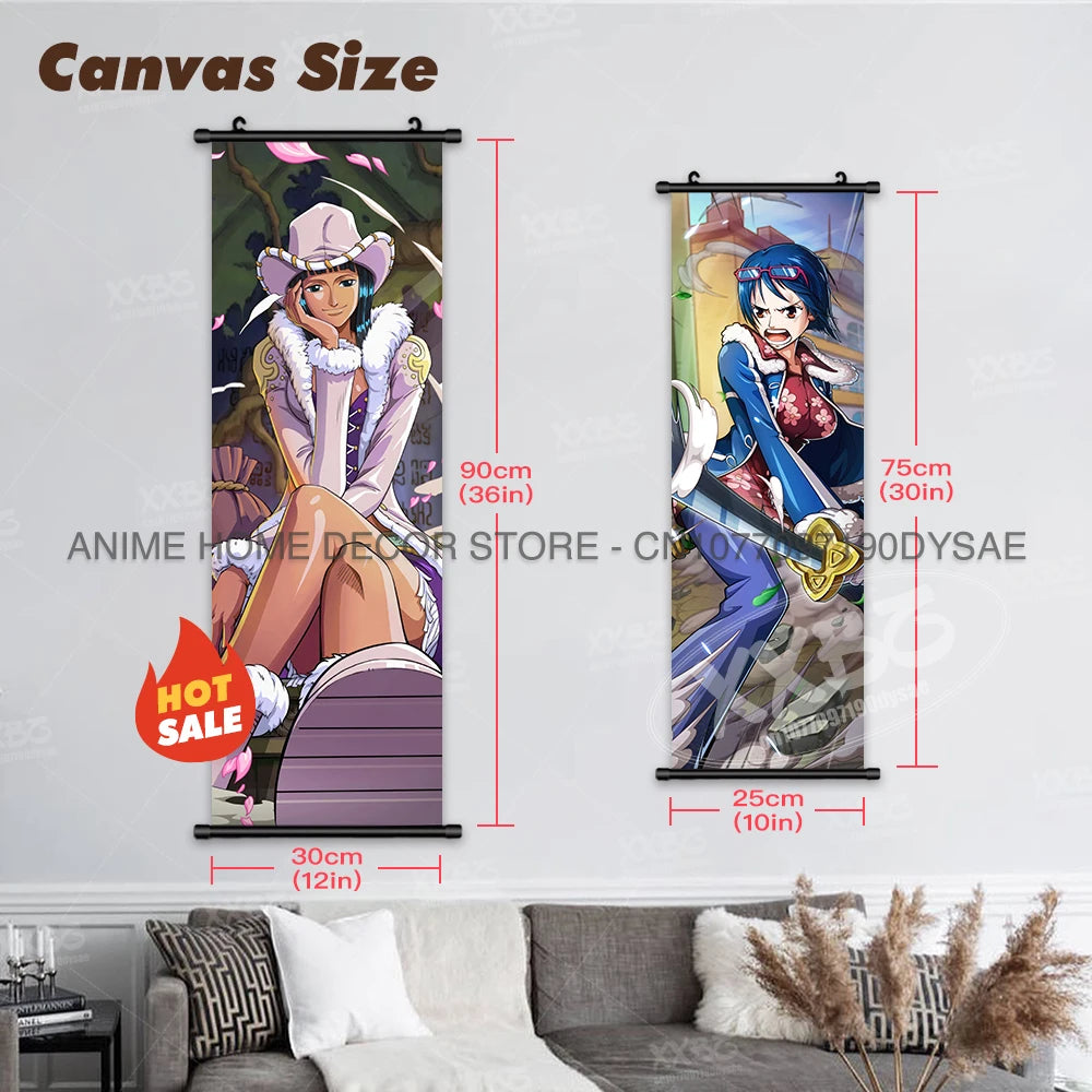 Poster One Piece – Monkey D. Luffy & Roronoa Zoro, Décoration Murale Anime, Scroll Art Buggy & Crocodile
