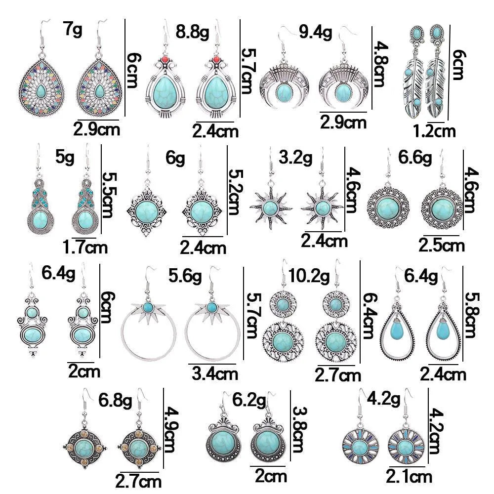 Boucles d’oreilles fantaisie bohème vintage – Perles acryliques bleues géométriques pour femmes