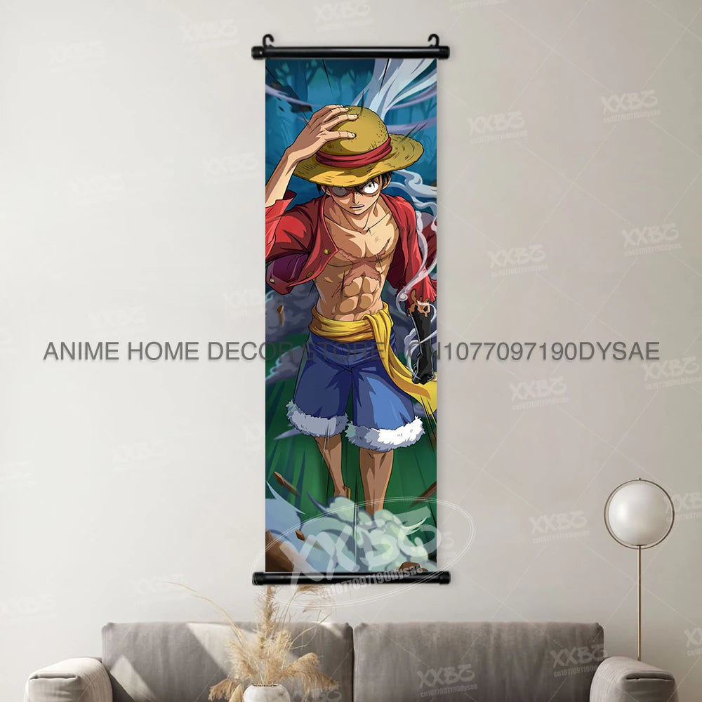 Poster One Piece – Monkey D. Luffy & Roronoa Zoro, Décoration Murale Anime, Scroll Art Buggy & Crocodile